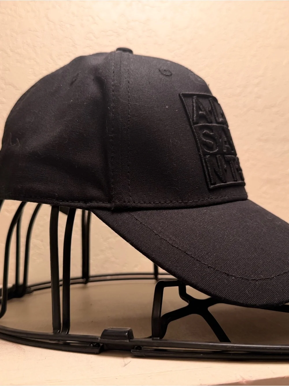 All Saints Black Raised Logo Baseball Cap